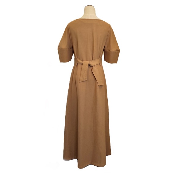 V-neck maxi shirt dress - Picture 3 of 7